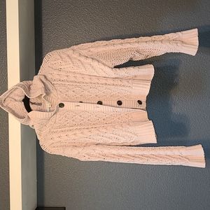 Hooded American Eagle Crop Button Sweater